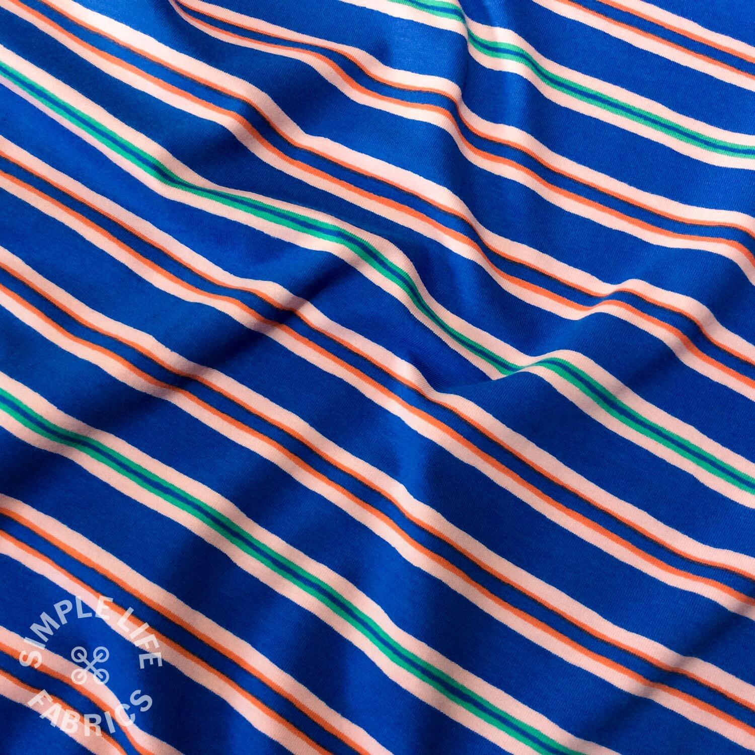 Jersey stripes blue fabric