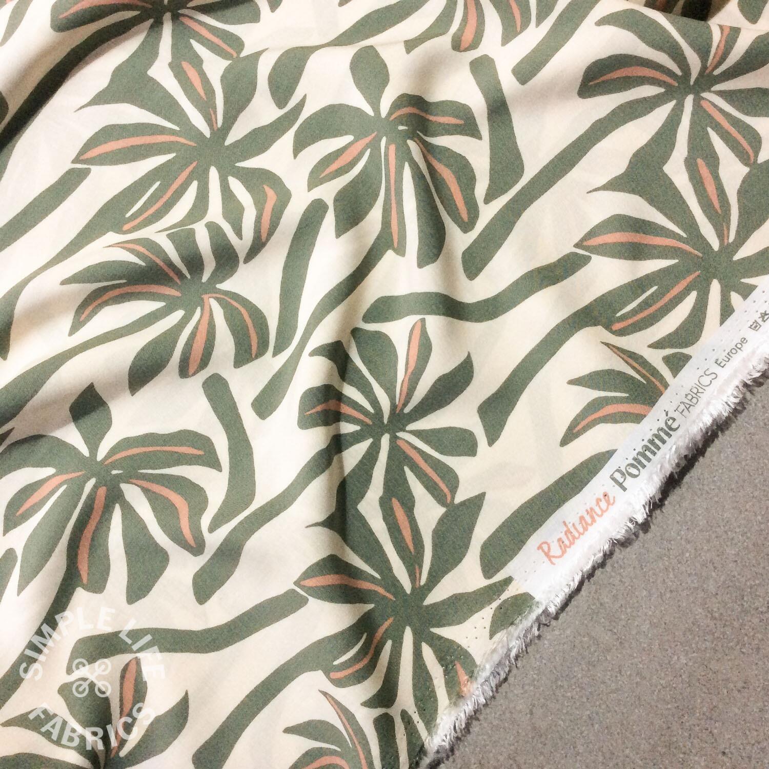Palm trees tropical viscose dress fabric