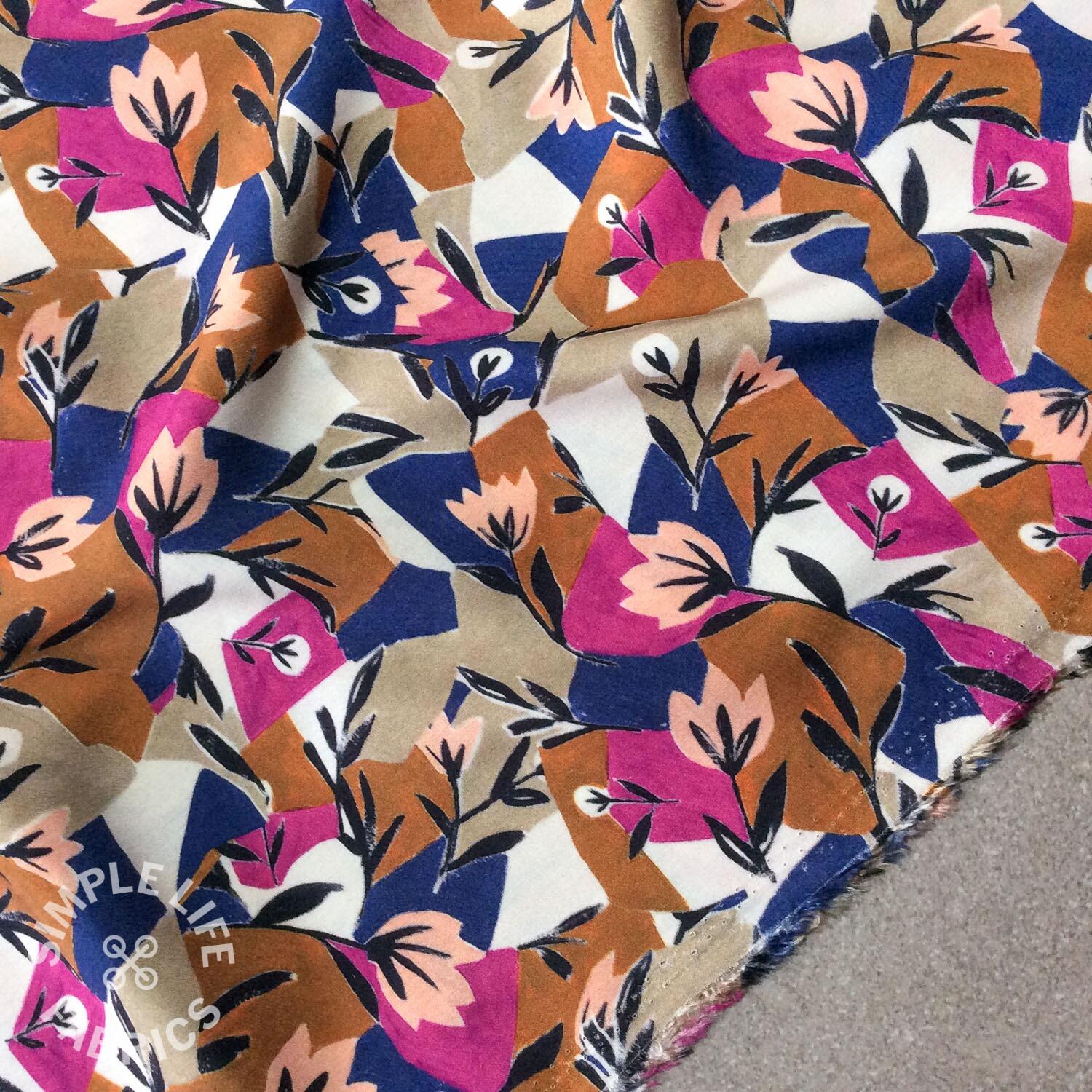 Abstract floral viscose fabric