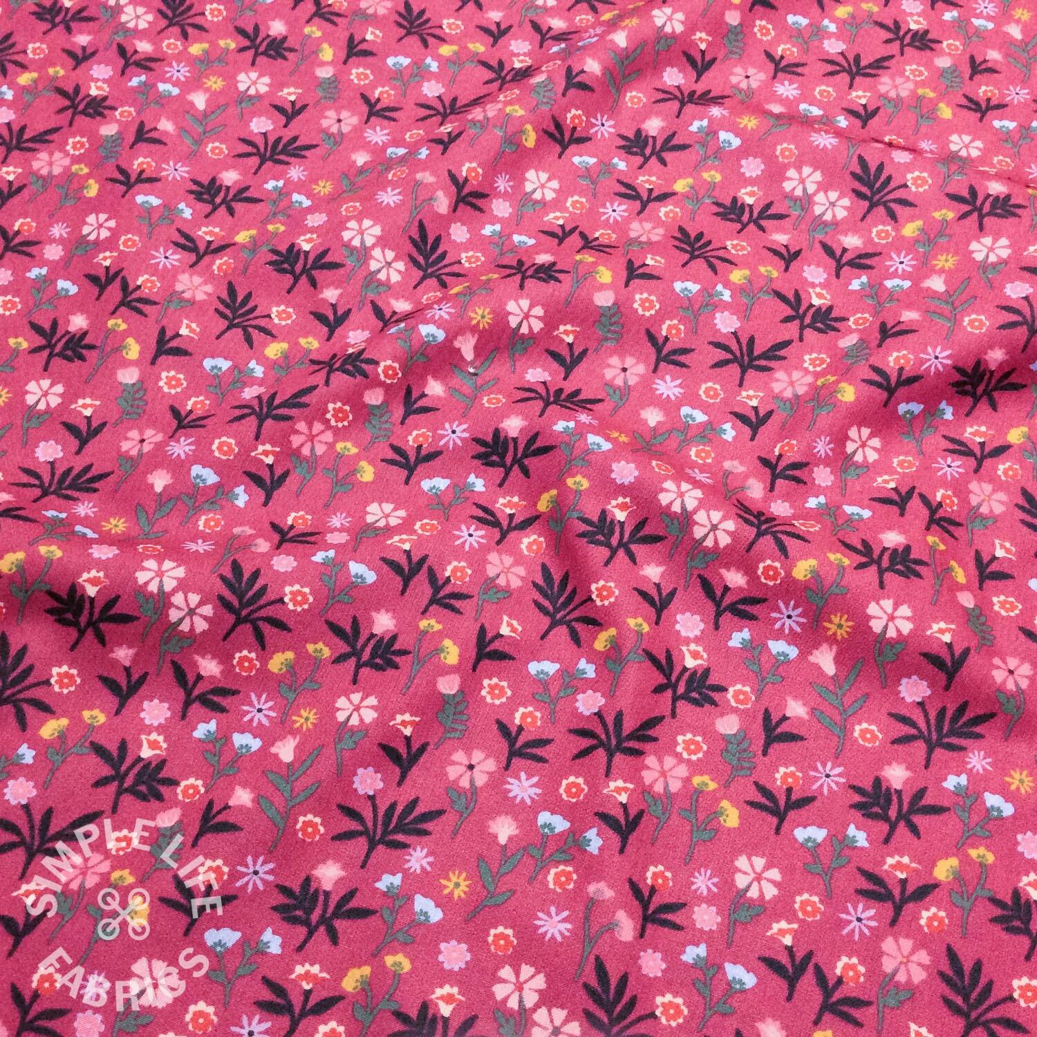 Rose pink ditsy floral fabric