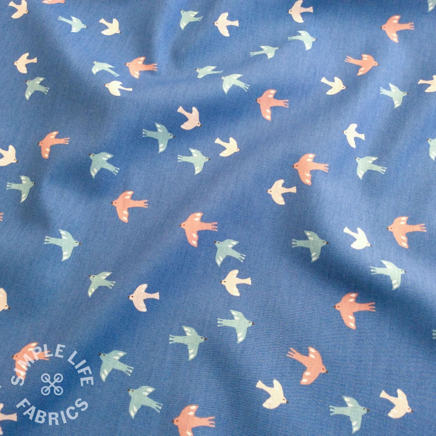 Flying birds organic cotton fabric