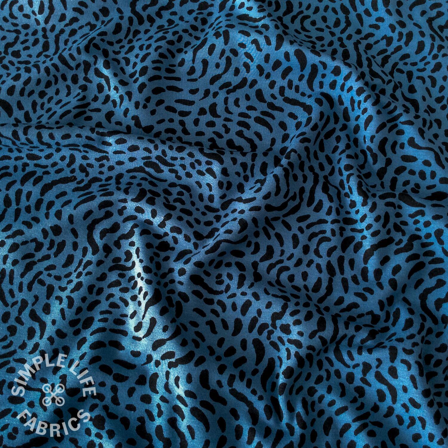 Animal print jersey fabric blue