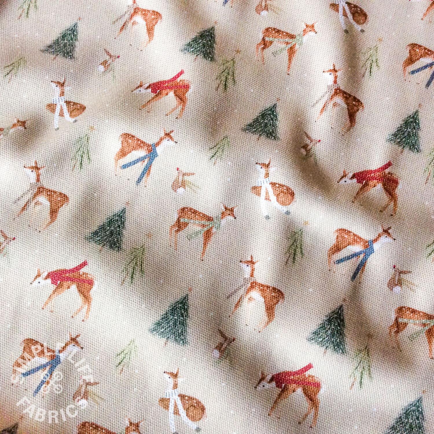 Christmas deer and bunnies fabric