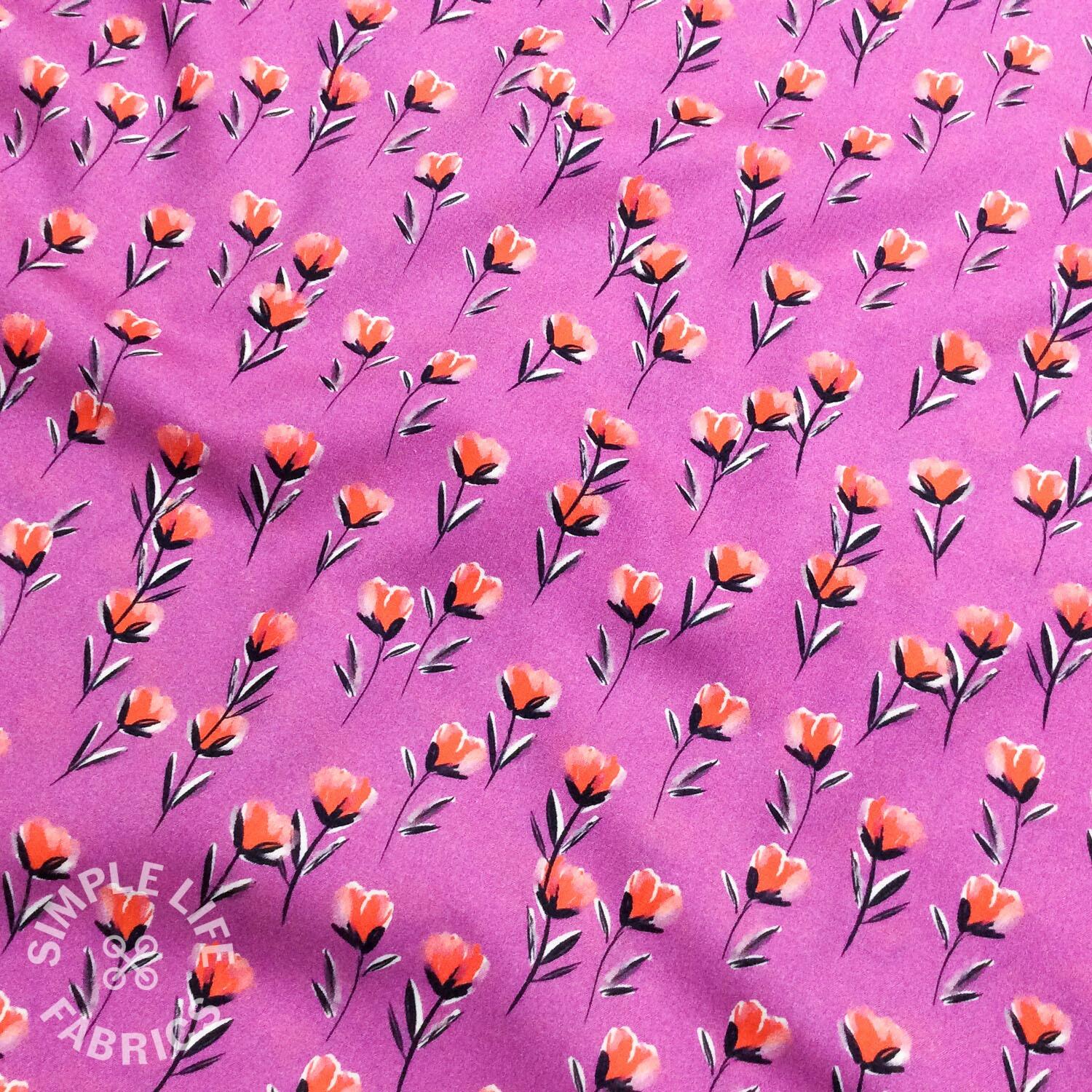 Pink fine cotton floral dressmaking fabric