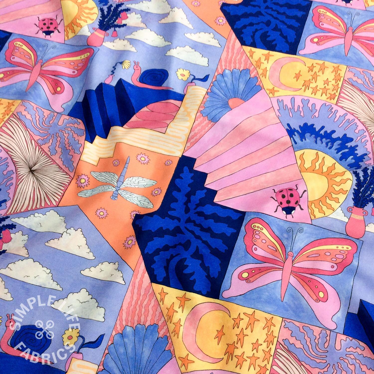 Nerida Hansen Little Creatures cotton fabric blue