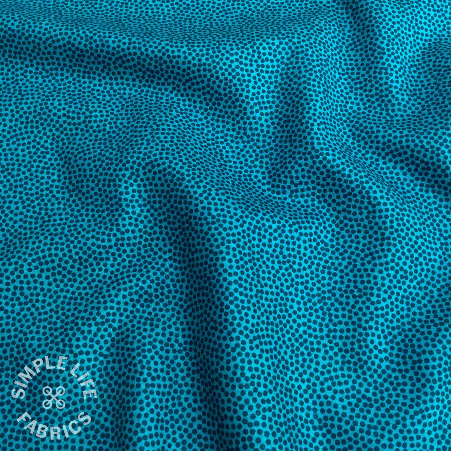 little polka dots spots teal cotton fabric