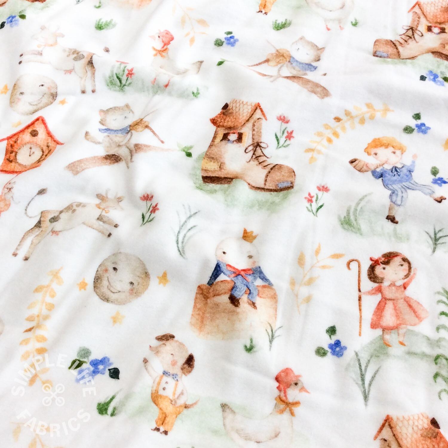 Nursery rhymes cotton flannel fabric