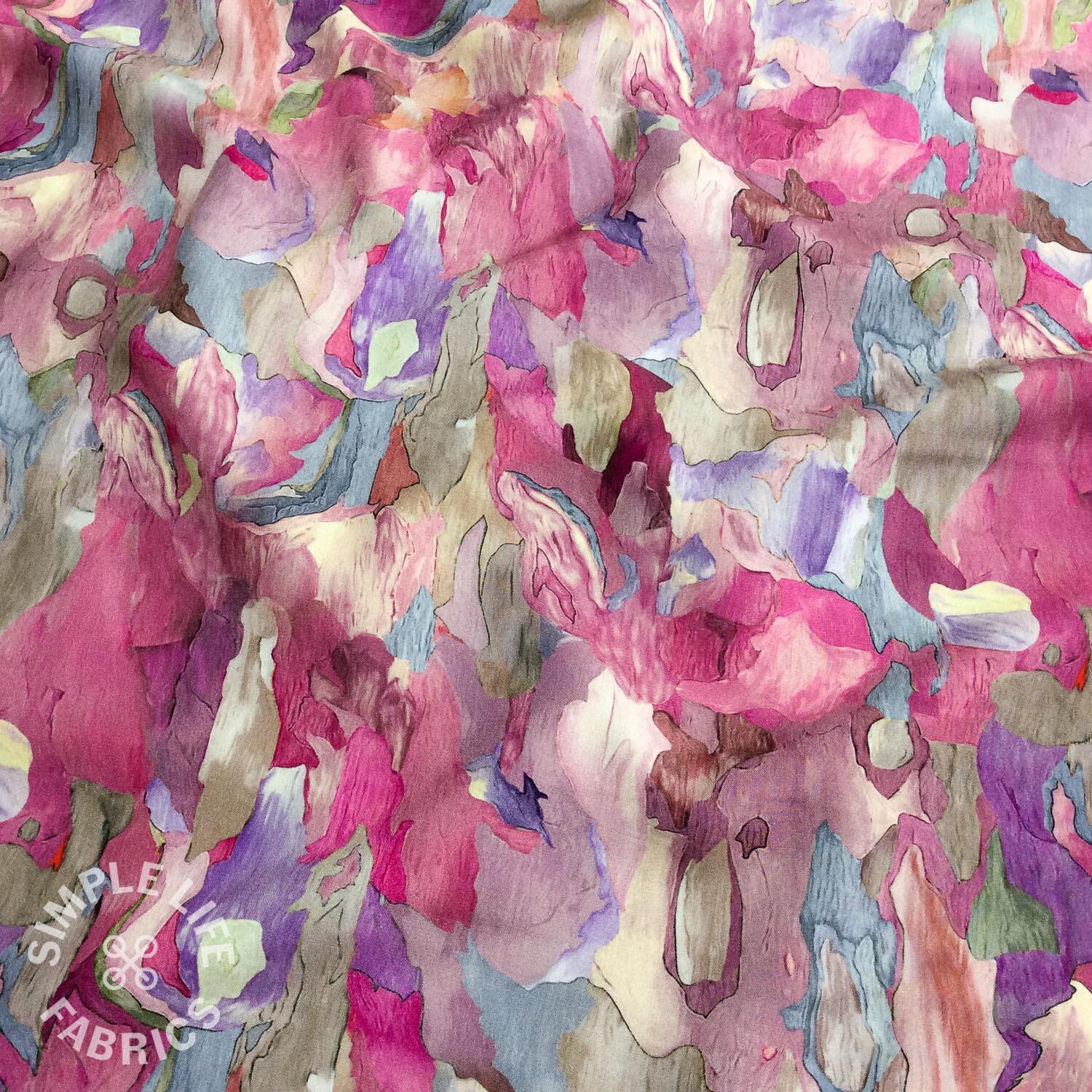 Abstract art pinks viscose dress fabric