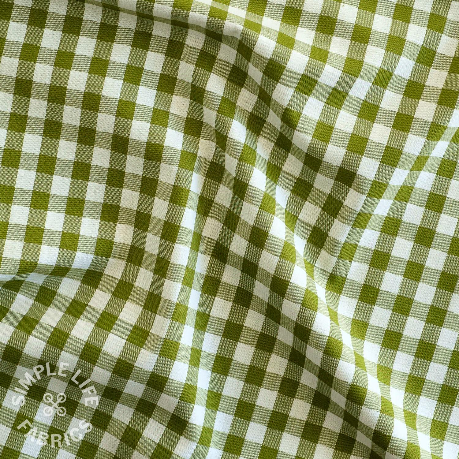 Gingham fabric with green checks