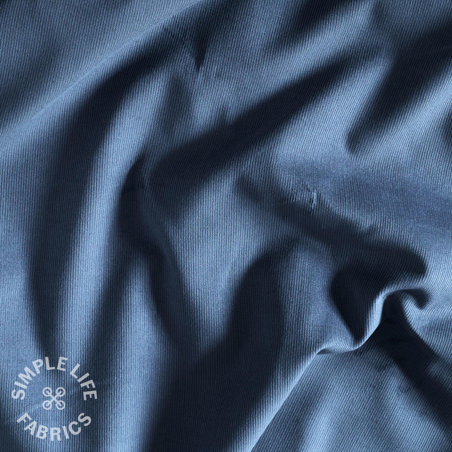 Jeans blue babycord needlecord plain fabric