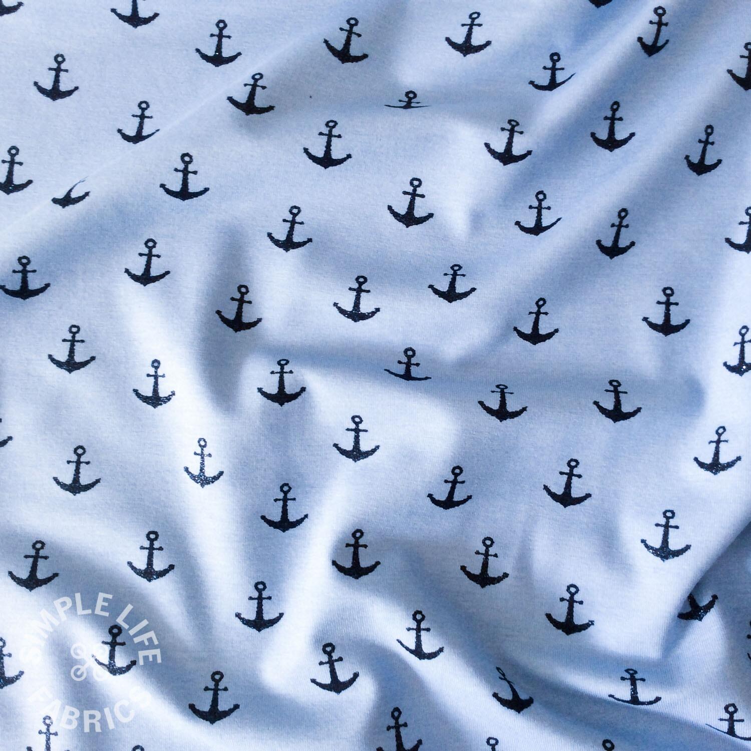 Anchors glitter jersey fabric