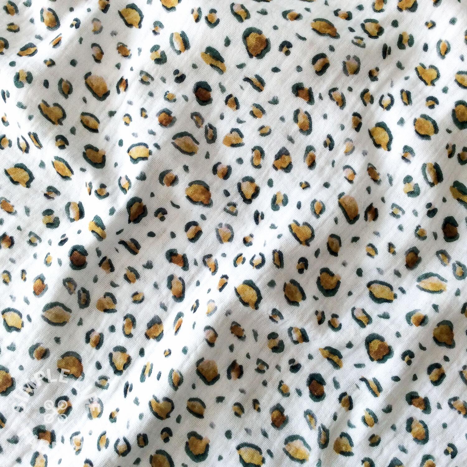 Animal print leopard cotton double gauze fabric