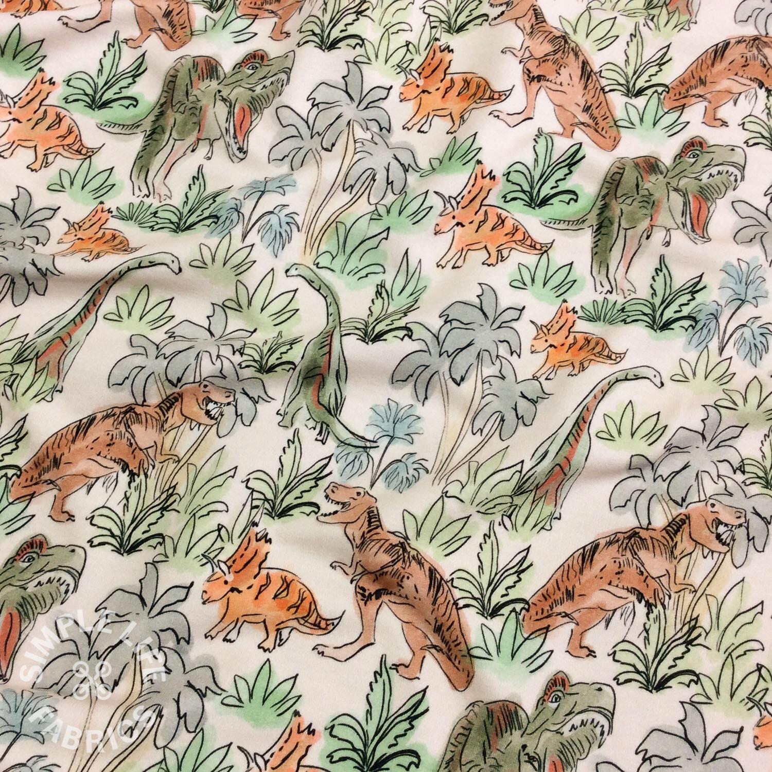 Dinosaurs French Terry kids fabric