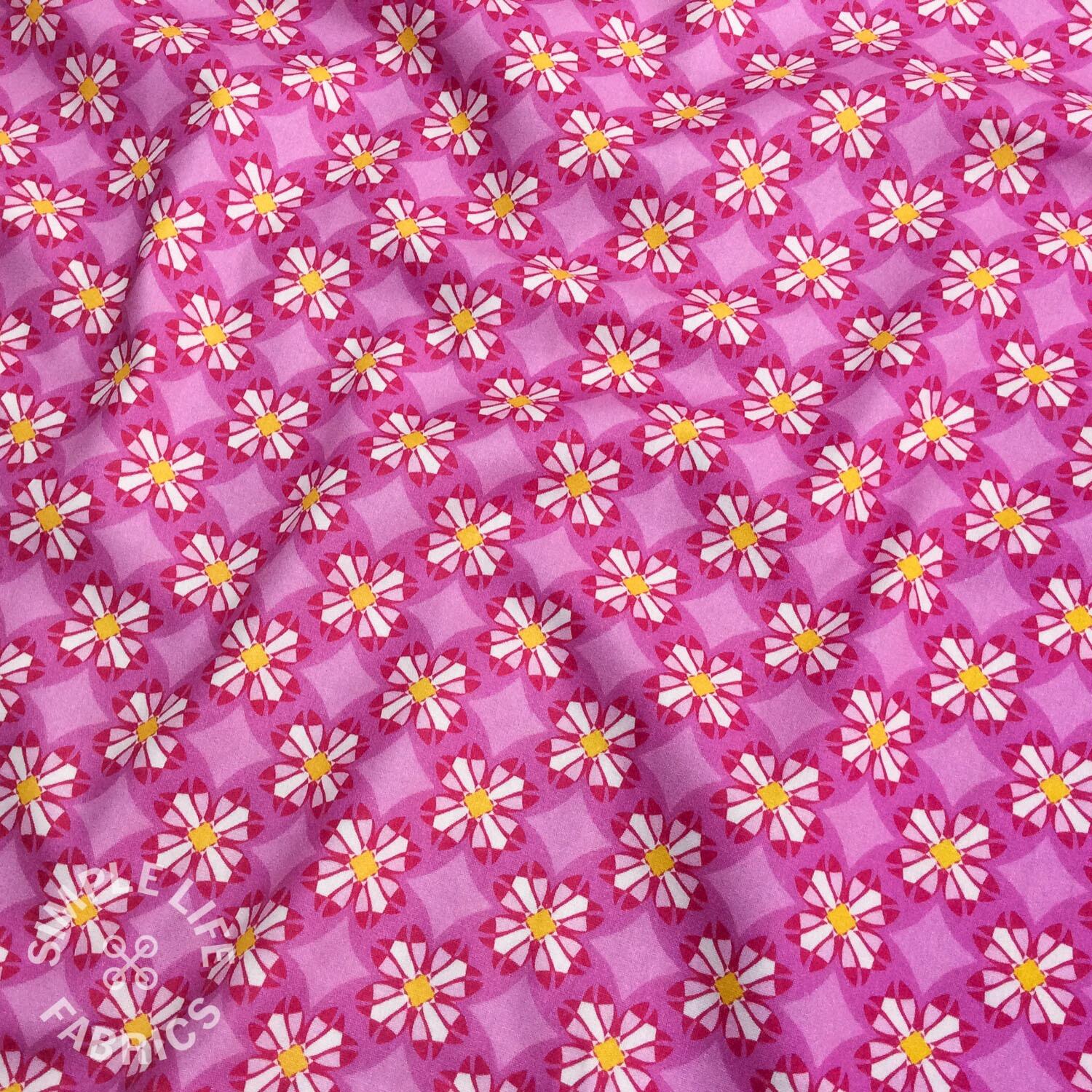 Graphic Blossoms fuchsia pink cotton fabric