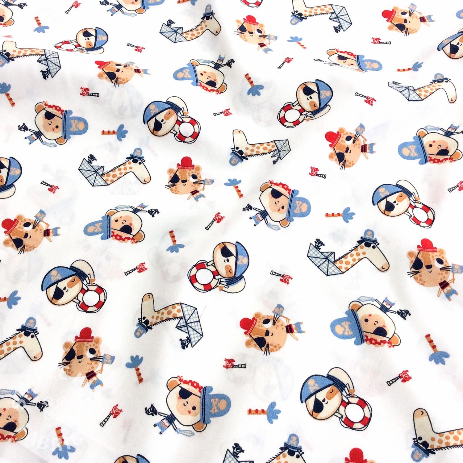 Cute pirate animal cotton fabric