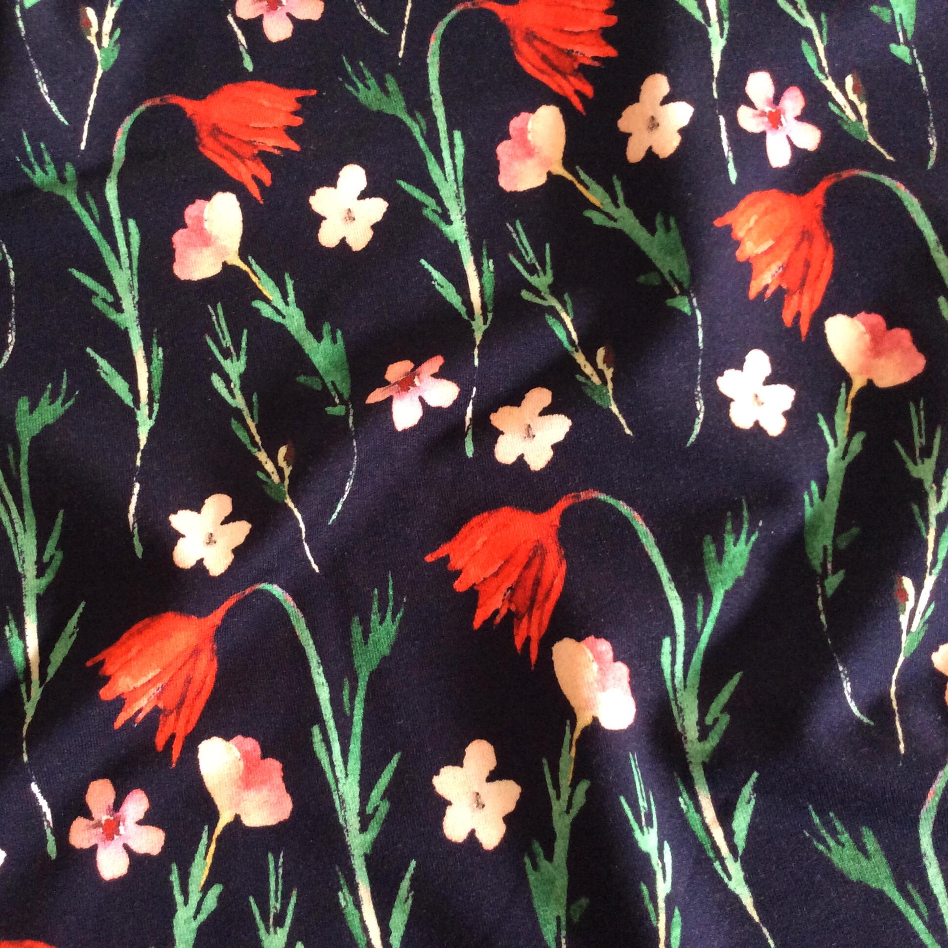 Designer floral French Terry sweatshirt fabric