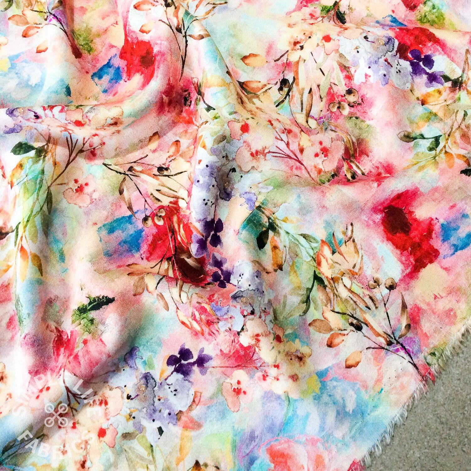Viscose twill summer floral dressmaking fabric