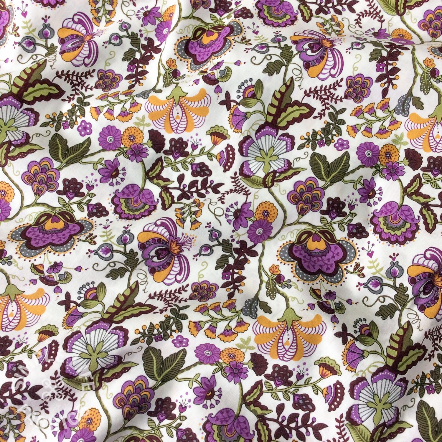 Morris style floral cotton fabric