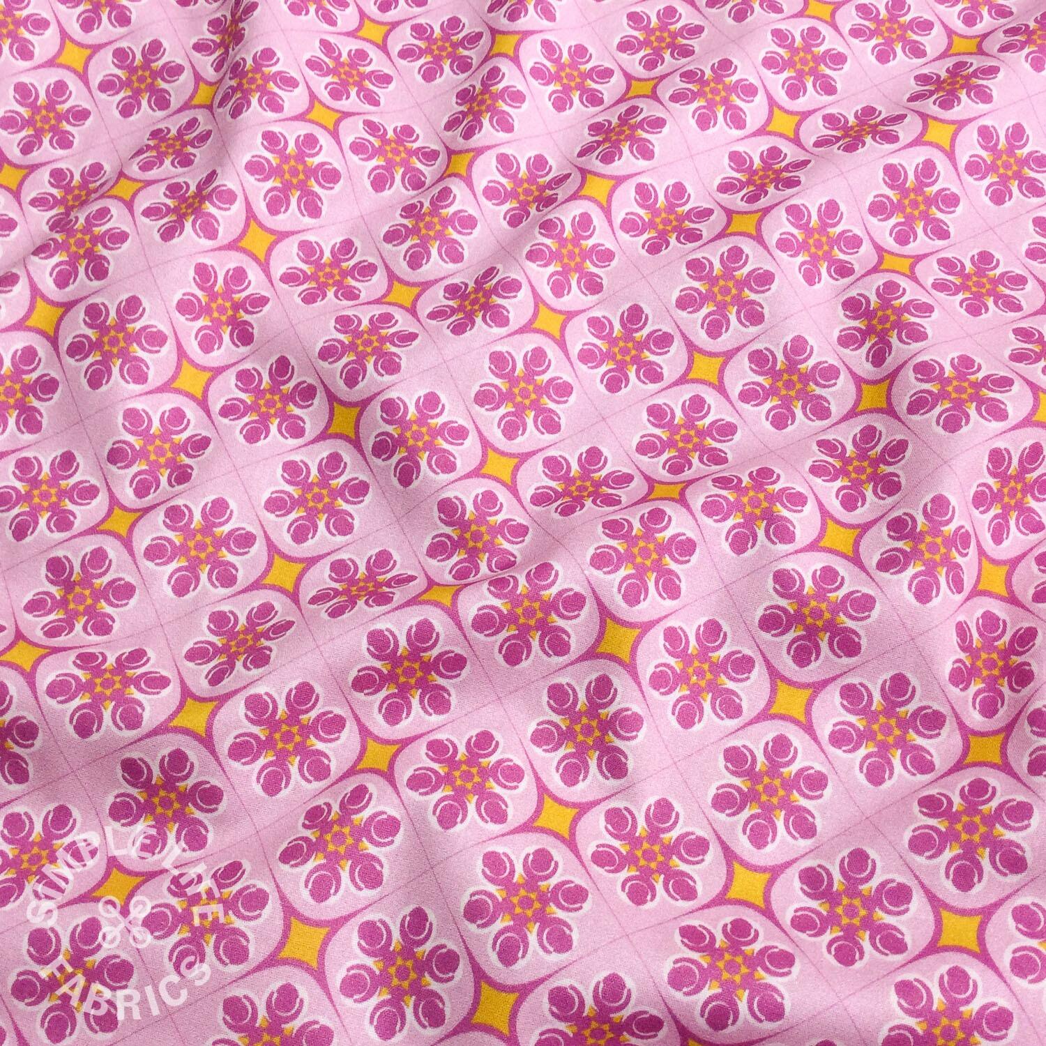 Floral blossoms graphical cotton rose pink fabric
