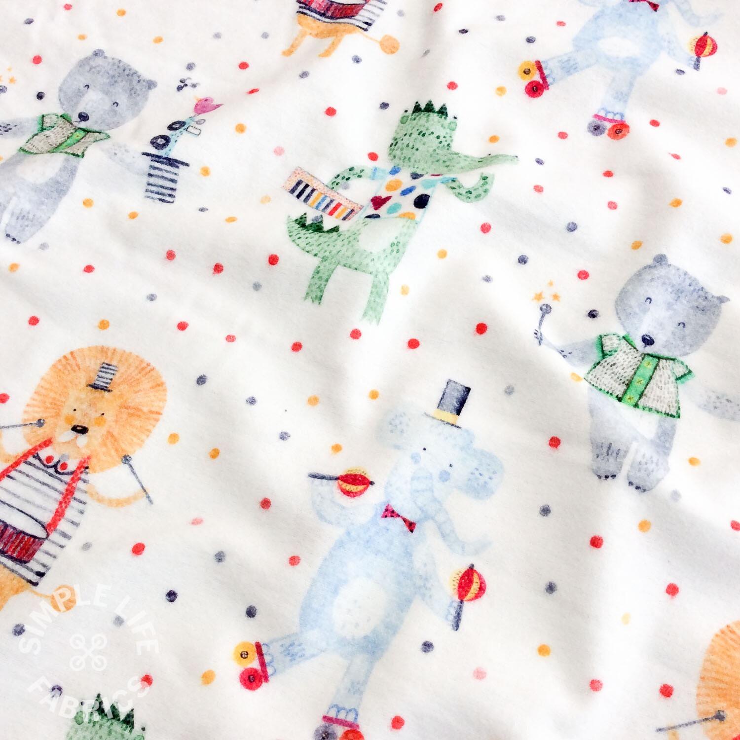 Musical animals flannel fabric