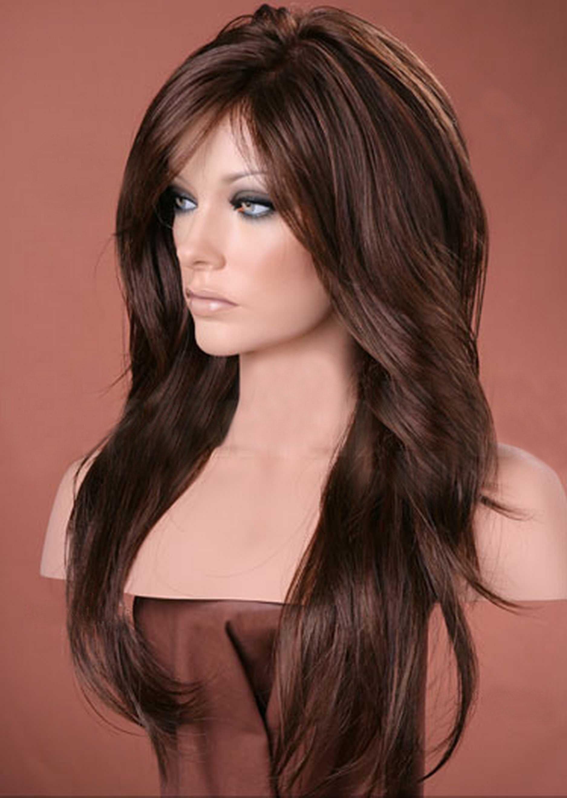 Dark Auburn Mix Long Sweeping Fringe Wig | Forever Young