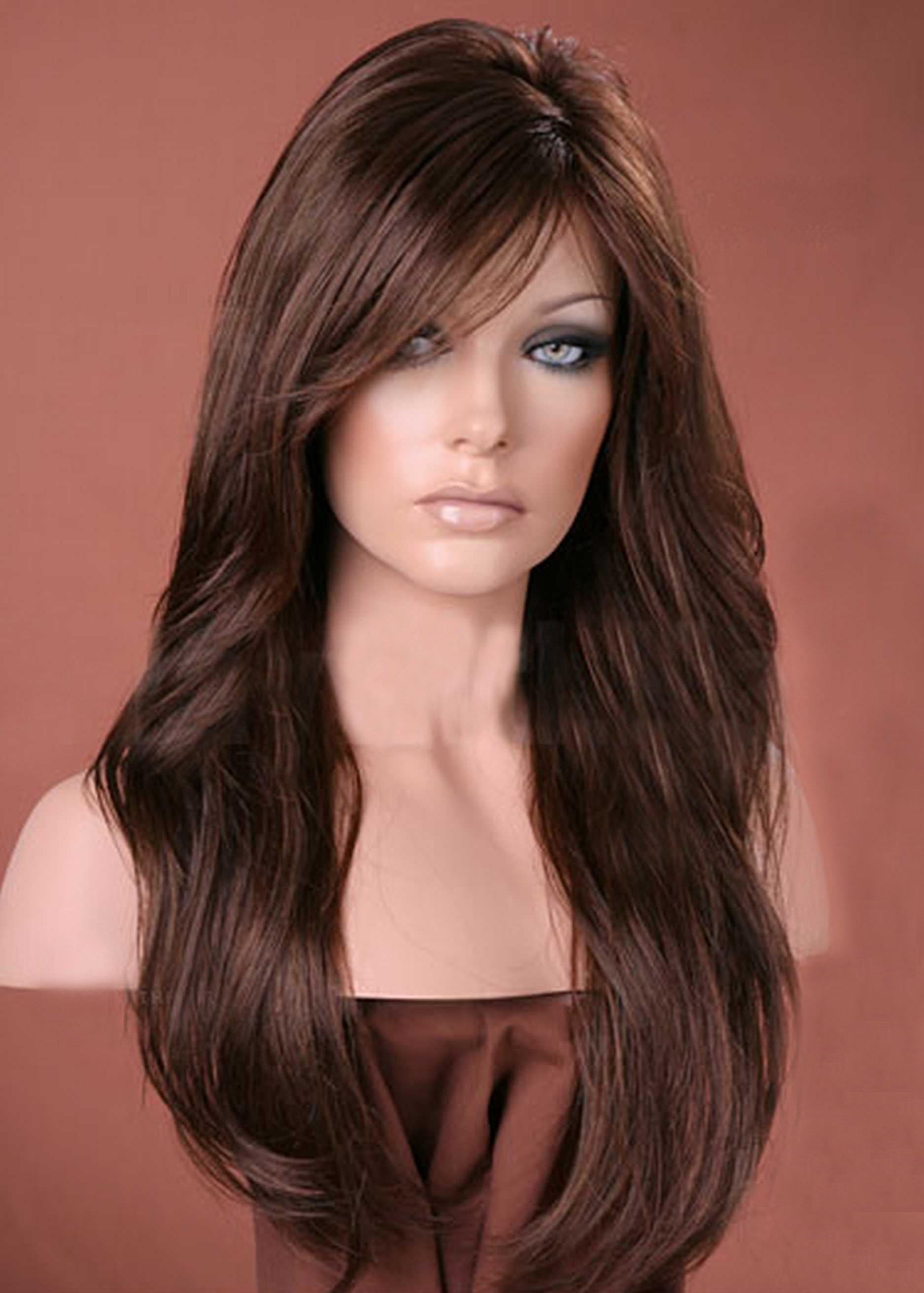 Dark Auburn Mix Long Sweeping Fringe Wig | Forever Young