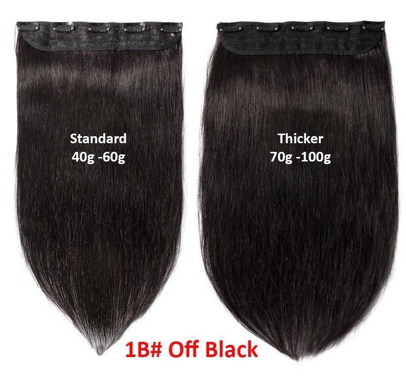 One Piece Off Black 1B Clip in Human Hair Extensions 40g 100g