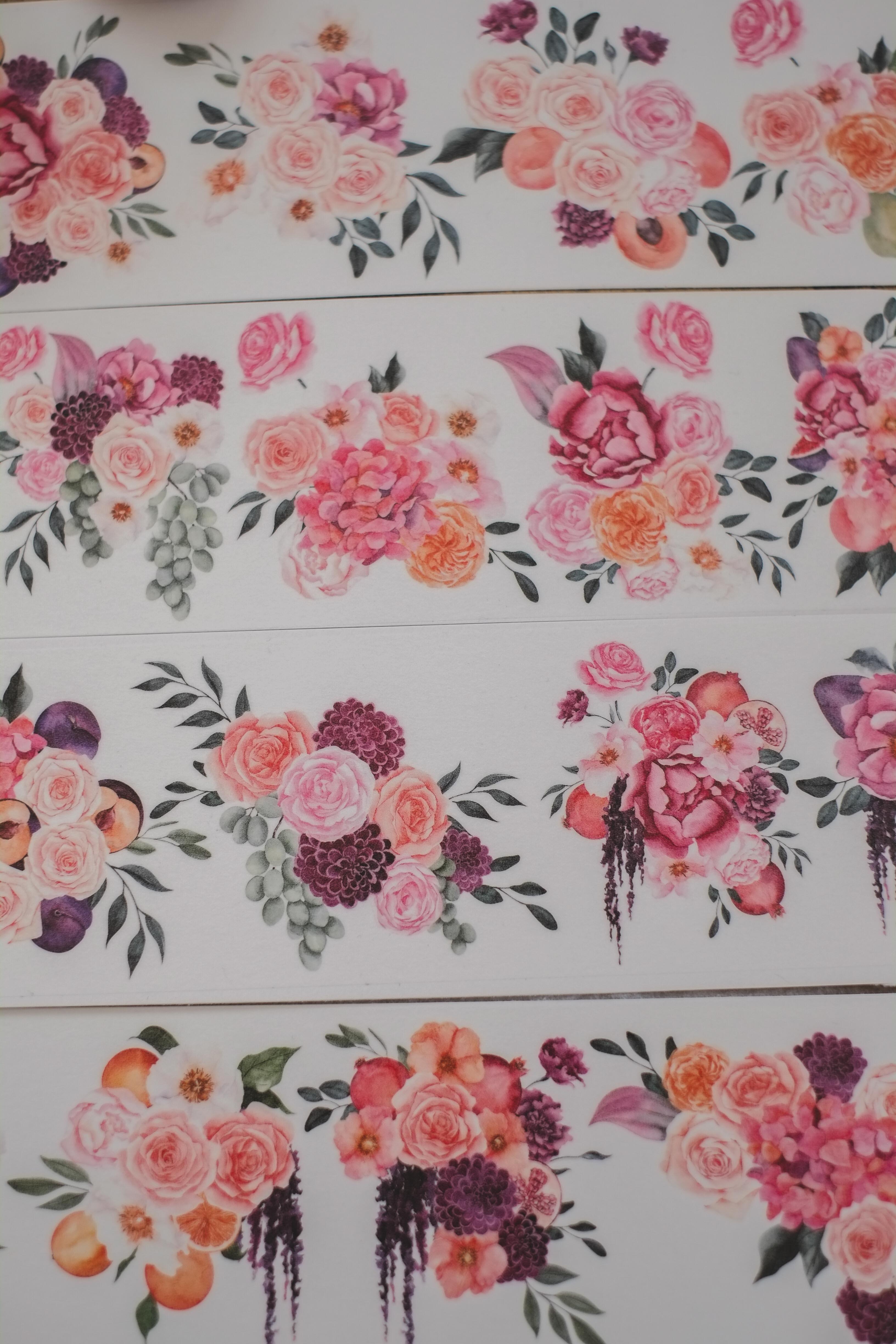 Elegant flower and leaves illustrations 3 rolls limited edition Washi tape