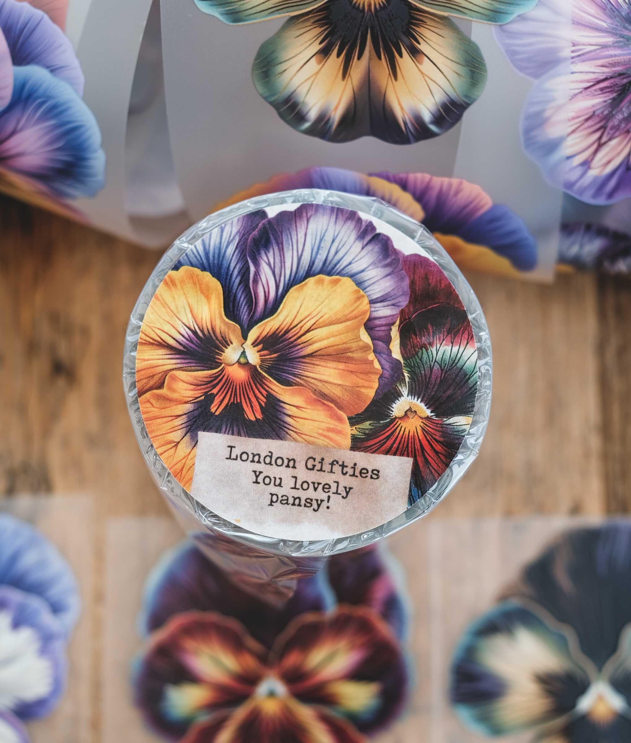You lovely pansy! - atomized raised 3D gloss 6cm wide PET London ...