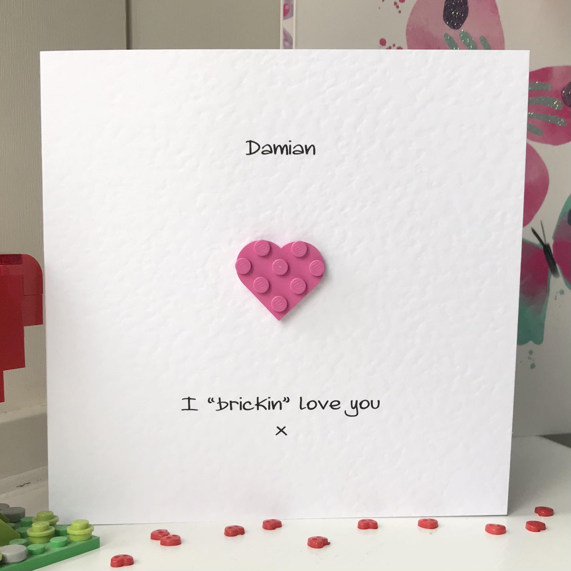 I Love You to Pieces Lego Heart Card for Dad or Daddy 