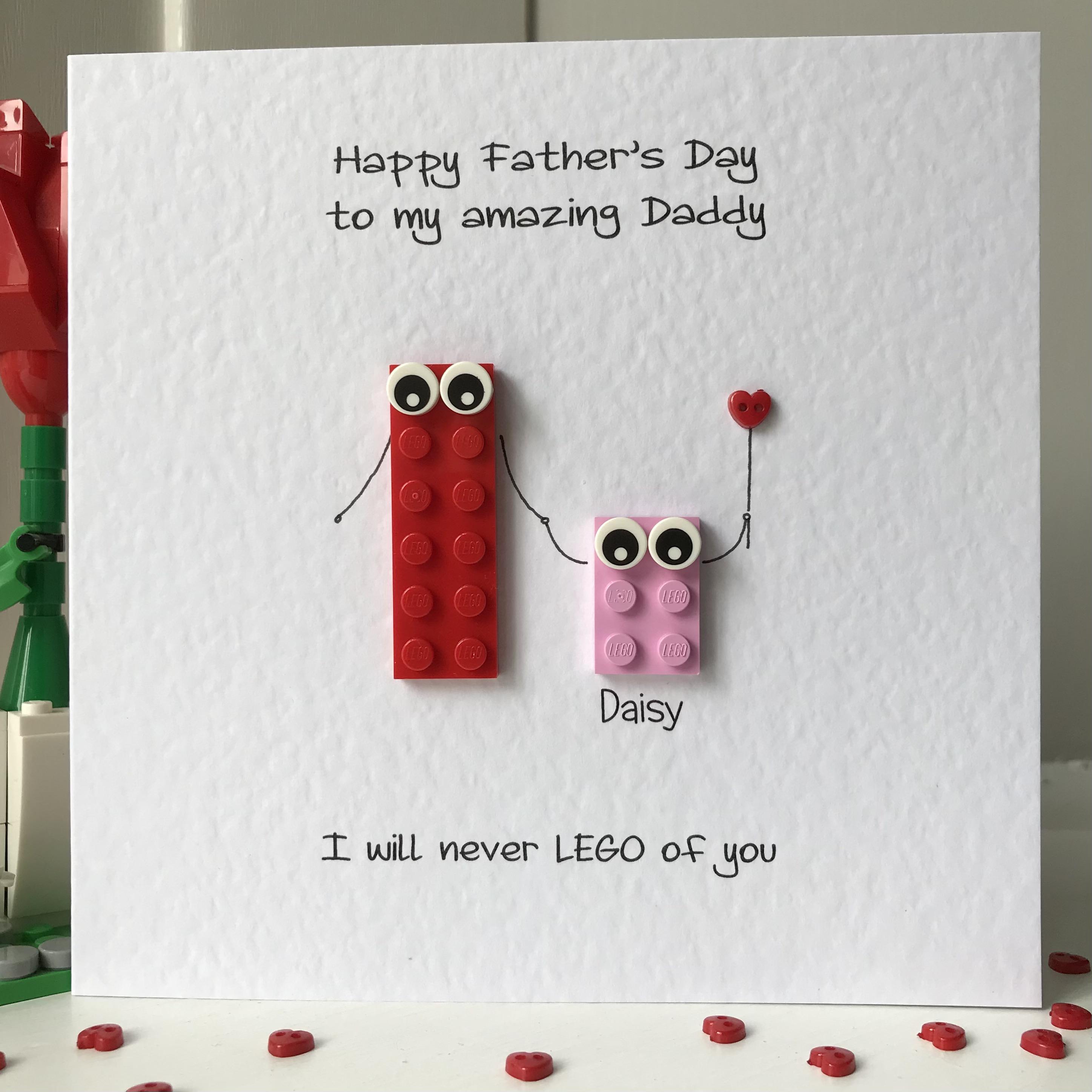 I Love You to Pieces Lego Heart Card for Dad or Daddy 