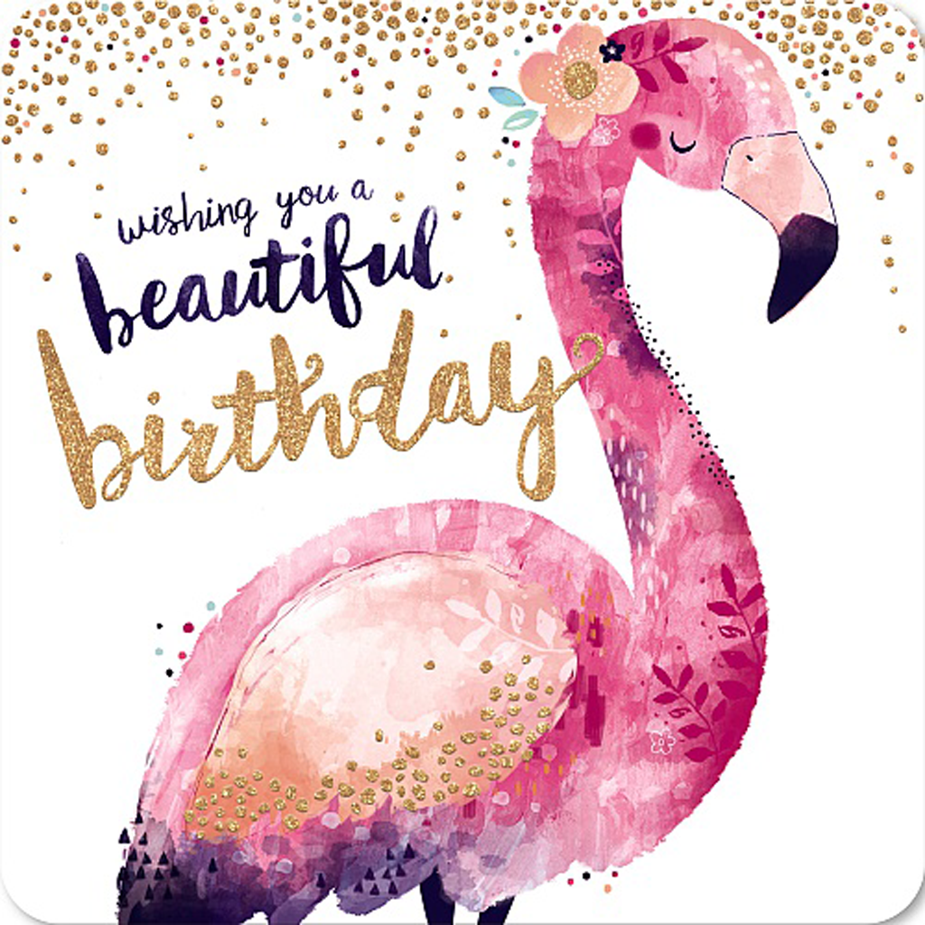 Flamingo Sparkle - Birthday Card.