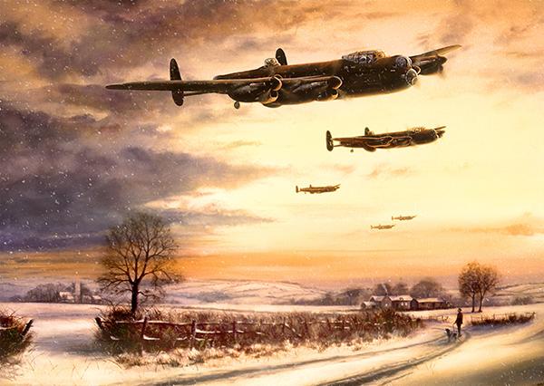 Last Mission Before Christmas - RAF Lancasters - Christmas Card M414