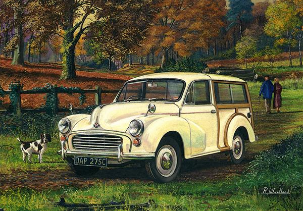 Morris Traveller by Richard Wheatland - Classic Car Greeting Card L004