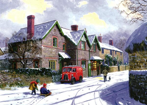 Christmas at Bradford Abbas - Classic Car Christmas Card A039