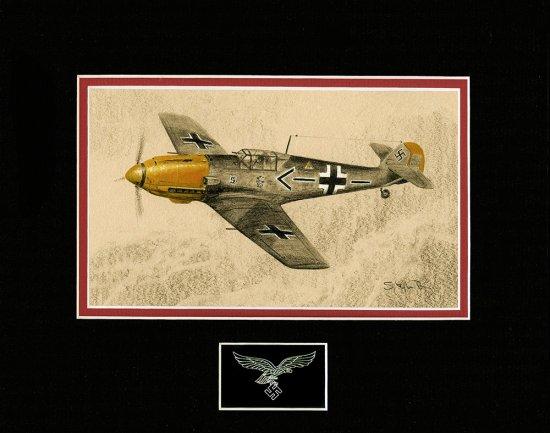 Me109E-4 of Adolf Galland by Stephen Brown - Original Drawing