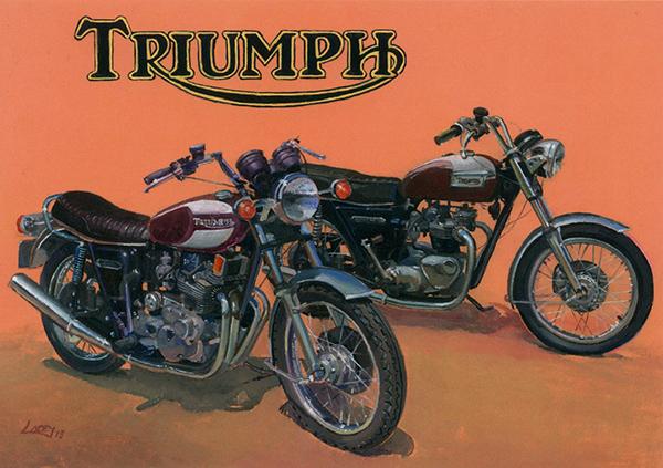 Triumph T160 Trident and T140 Bonneville - Motorbike Greetings Card LM14