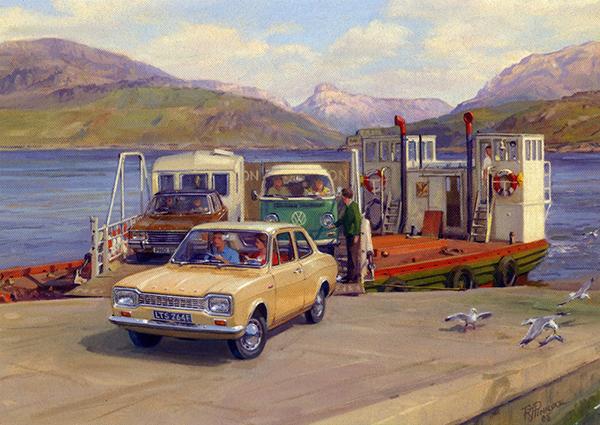 The Highland Ferry by Robin Pinnock - Classic Car Greetings Card L005