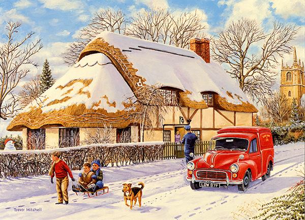 Delivering the Christmas Parcel - Classic Motoring Christmas Card A016