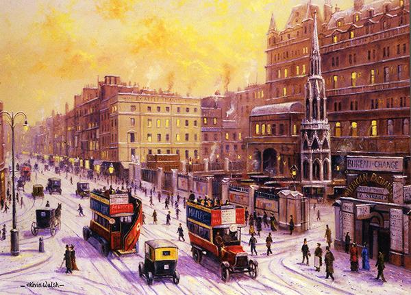 Charing Cross and Strand - Classic Motoring Christmas Card A046