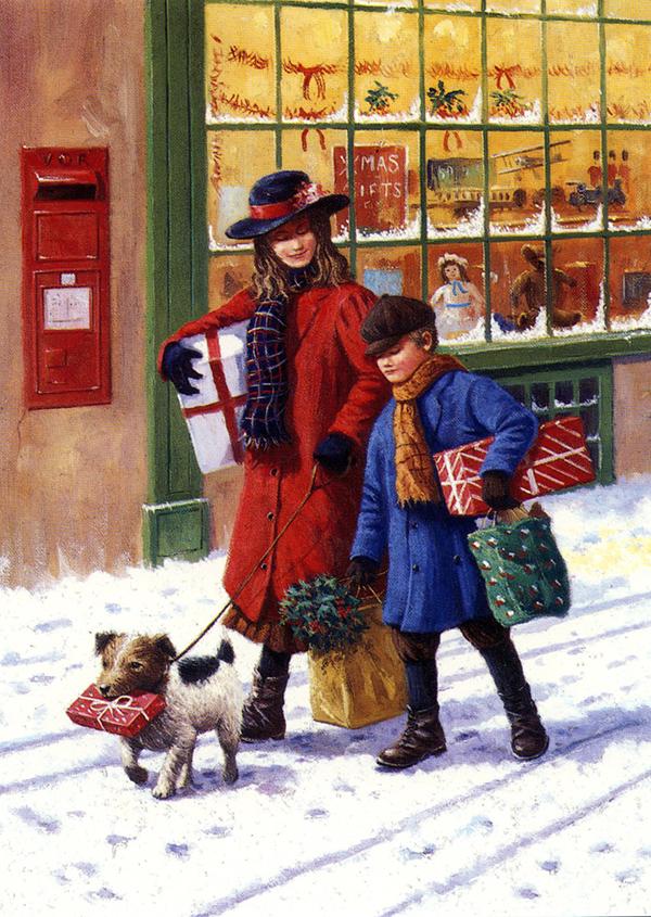 Christmas Shopping - Nostalgic Christmas Card T011