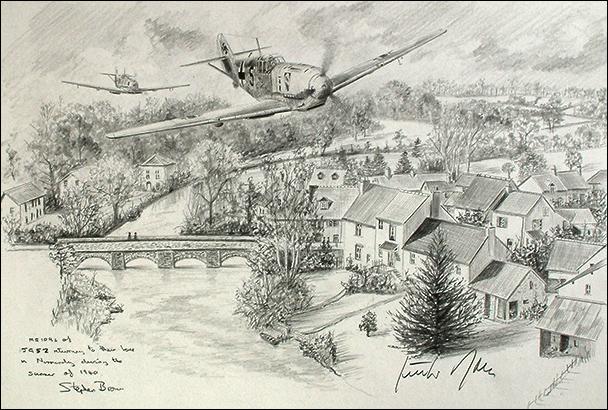 Me109s of JG52 in Northern France by Stephen Brown - Original Drawing