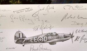Tangmere Hurricanes by Nicolas Trudgian signed by RAF Hurricane Aces 
