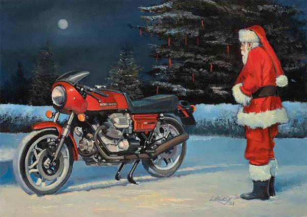 Beats a Reindeer - Moto Guzzi Le Mans Classic Motorbike Christmas Card