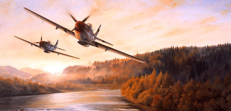 Long Distance Hunters by Stephen Brown - P-51 Mustang Card M257