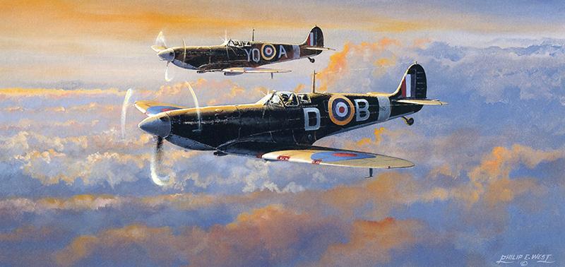 Spitfire Patrol by Philip West - Greetings Card M523