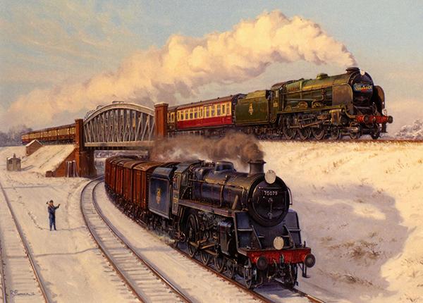 Bowling over Battledown - Railways Christmas Card R019