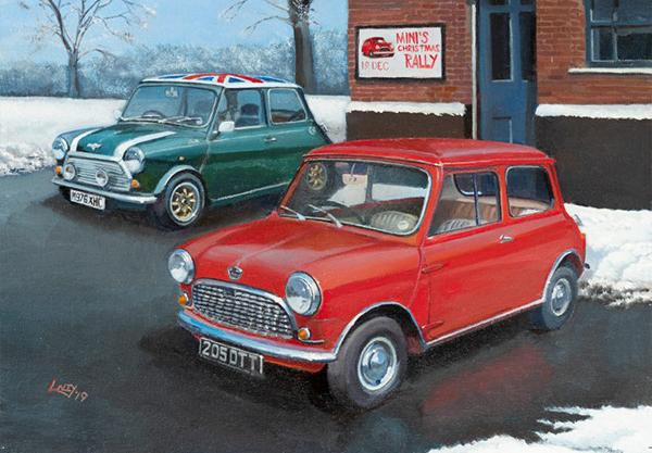 The Mini Rally - Classic Car Christmas Card A055
