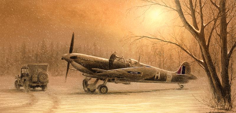Spitfire in the Snow - Christmas card M395