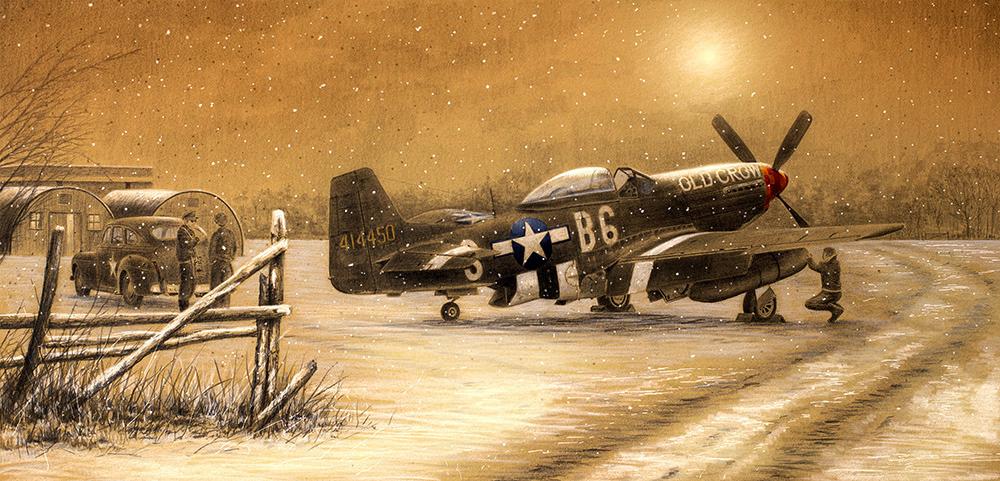 Mustang in the Snow - P-51 - Christmas card M519